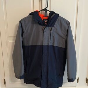 Children’s Place Boy’s Winter Coat Size L 10/12 Blue/gray hooded zip front